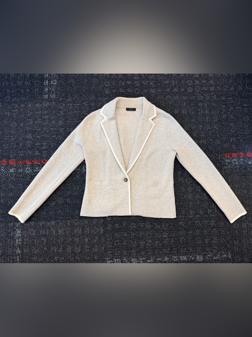 J.Crew Schoolboy Tipped Gray Knit Blazer